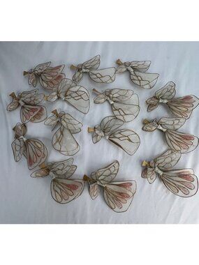 Set Of 14 Glittery Angel Ornaments With Gold & Pink Accents Approx 5.5 Inches Ea